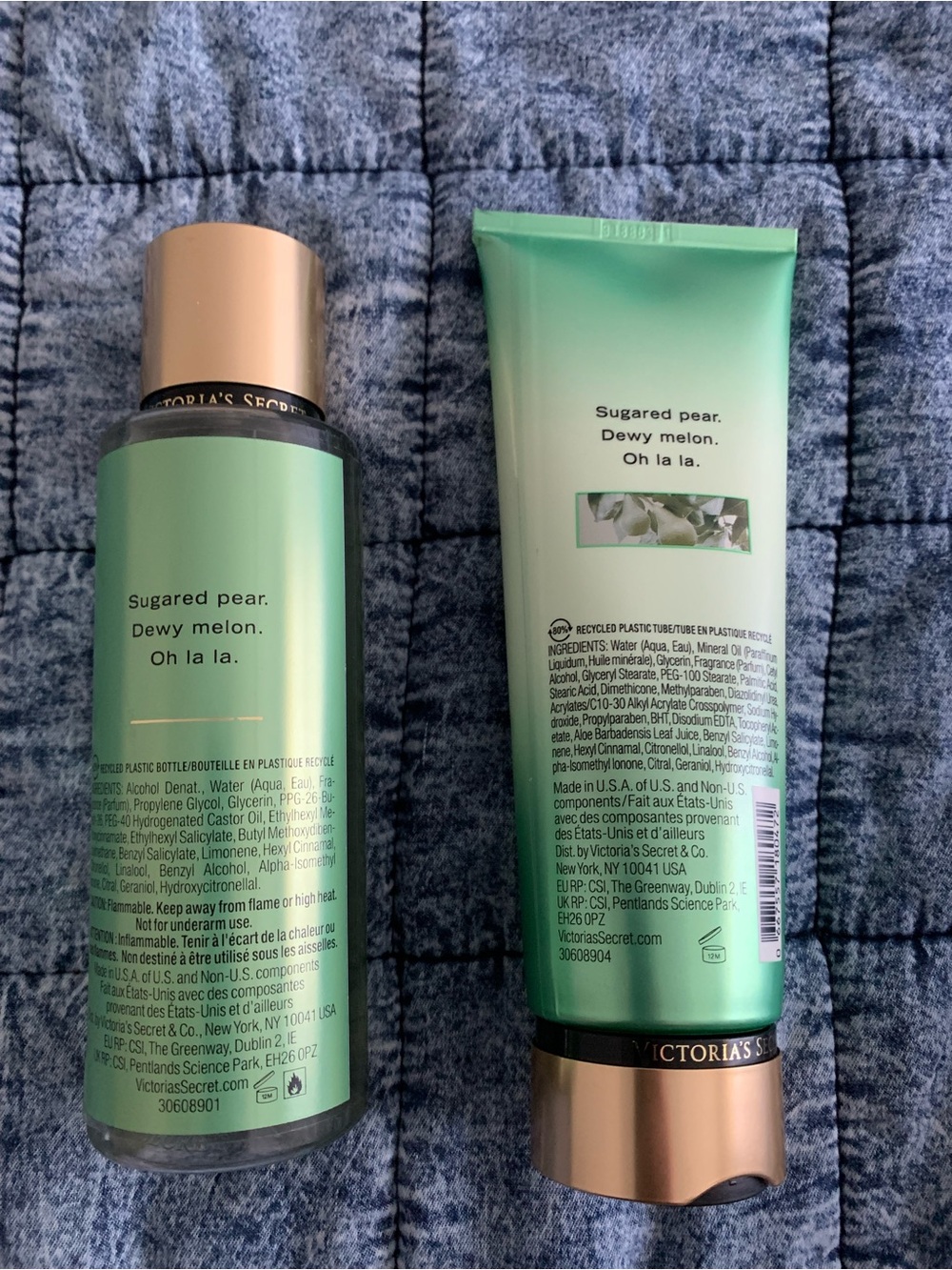 Victoria's Secret Sugared Pear Body Mist & Lotion Duo - Mint Green w ginger ess